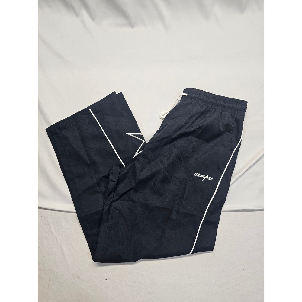 Campus Mens Black Star Graphic Track Pants Polyester Athletic Joggers Size L